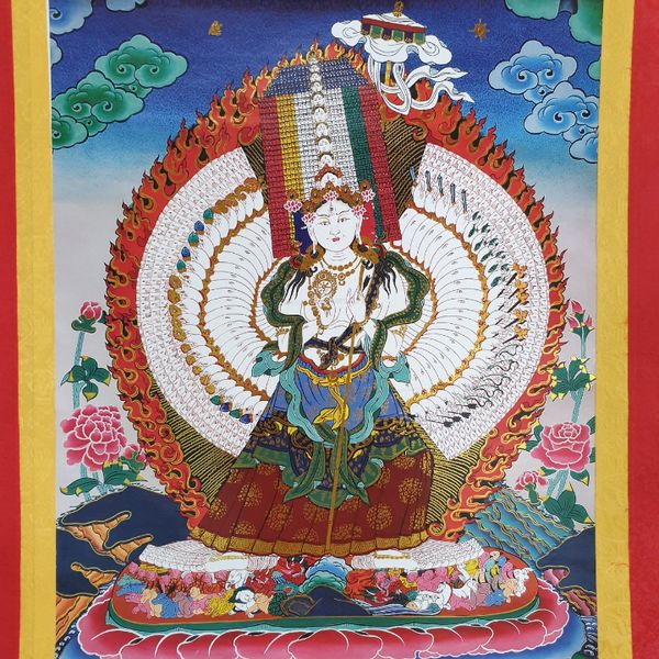 Tranh Thangka Phật Bạch Tản Cái_120x80cm